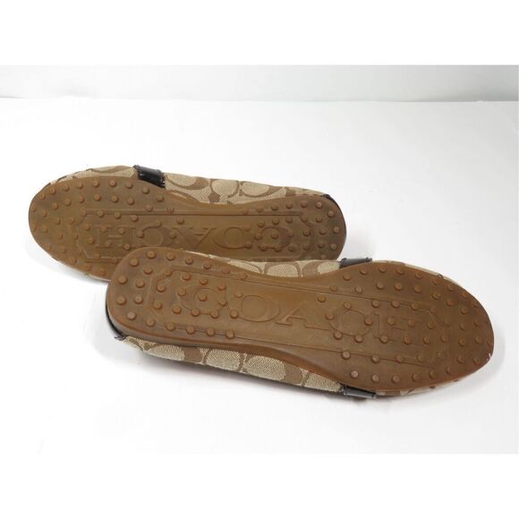 Coach Felisha Monogram Canvas Leather Signature Loafers Brown Slip On Women 7.5 - Picture 5 of 6